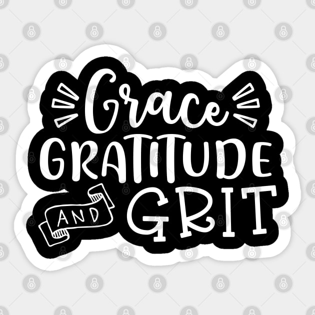 Grace Gratitude and Grit Christian Sticker by GlimmerDesigns